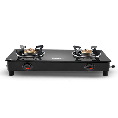 Maharaja Whiteline Belenus Neo 2 Burner  Glass Top Gas Stove | Black