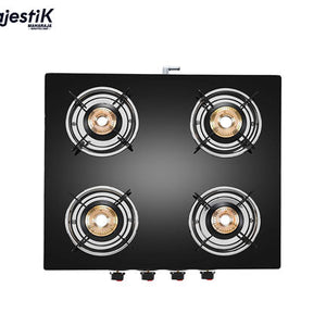 Maharaja Whiteline Belenus Neo 4 Burner Glass Top Gas Stove | Black