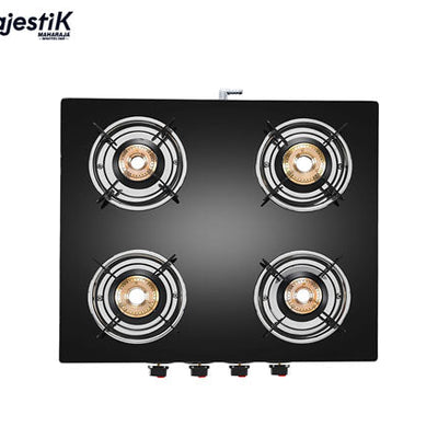 Maharaja Whiteline Belenus Neo 4 Burner Glass Top Gas Stove | Black