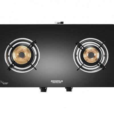 Maharaja Whiteline Solana 2 Burner  Glass Top Gas Stove | Black