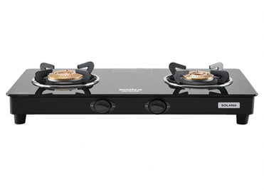 Maharaja Whiteline Solana 2 Burner  Glass Top Gas Stove | Black