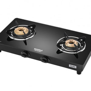 Maharaja Whiteline Solana 2 Burner  Glass Top Gas Stove | Black