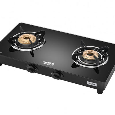 Maharaja Whiteline Solana 2 Burner  Glass Top Gas Stove | Black