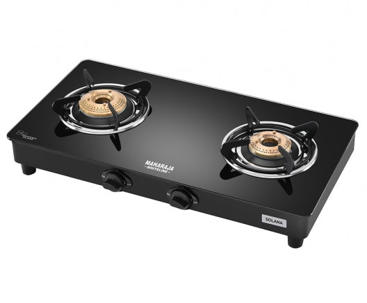 Maharaja Whiteline Solana 2 Burner  Glass Top Gas Stove | Black
