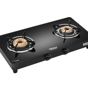 Maharaja Whiteline Solana 2 Burner  Glass Top Gas Stove | Black