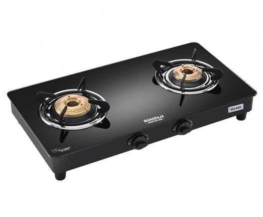 Maharaja Whiteline Solana 2 Burner  Glass Top Gas Stove | Black