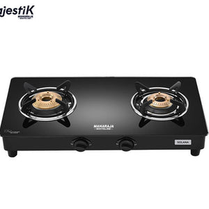 Maharaja Whiteline Solana 2 Burner  Glass Top Gas Stove | Black