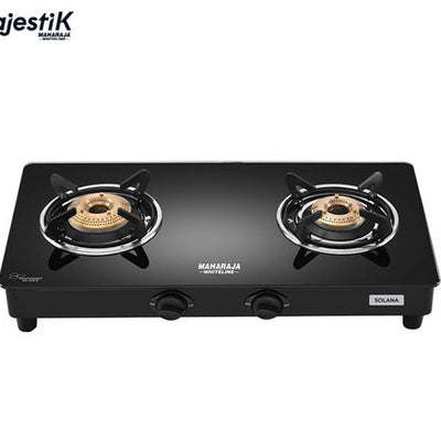 Maharaja Whiteline Solana 2 Burner  Glass Top Gas Stove | Black