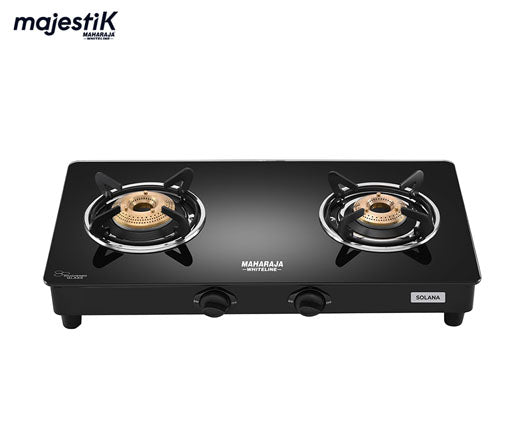Maharaja Whiteline Solana 2 Burner  Glass Top Gas Stove | Black