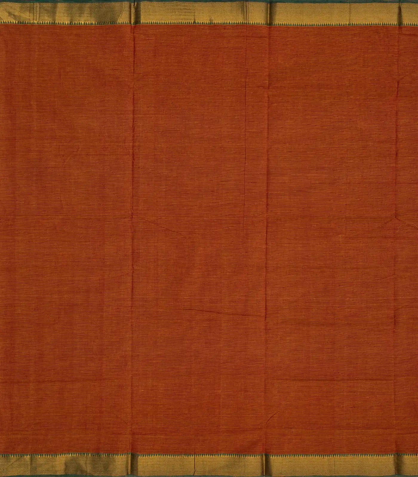 Rust Mangalagiri Cotton Saree With Stripes & Zari Border