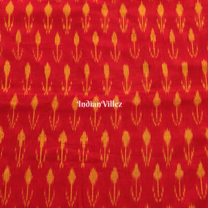 Red Handwoven Cotton Pochampally Ikat Fabric