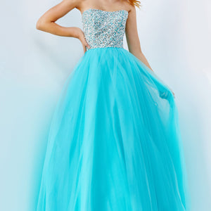 Beaded Strapless A-line Gown by Jovani 52131