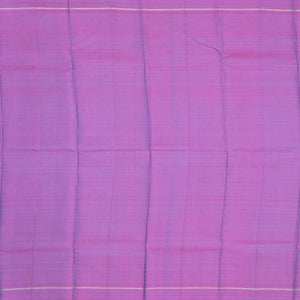 Blue Handloom Kanchipuram Silk Saree With Floral Motifs & Purple Border