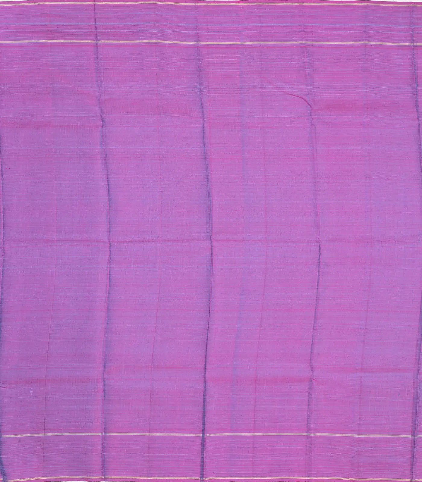 Blue Handloom Kanchipuram Silk Saree With Floral Motifs & Purple Border