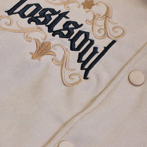 Legends Lost Soul Beige Varsity Jacket