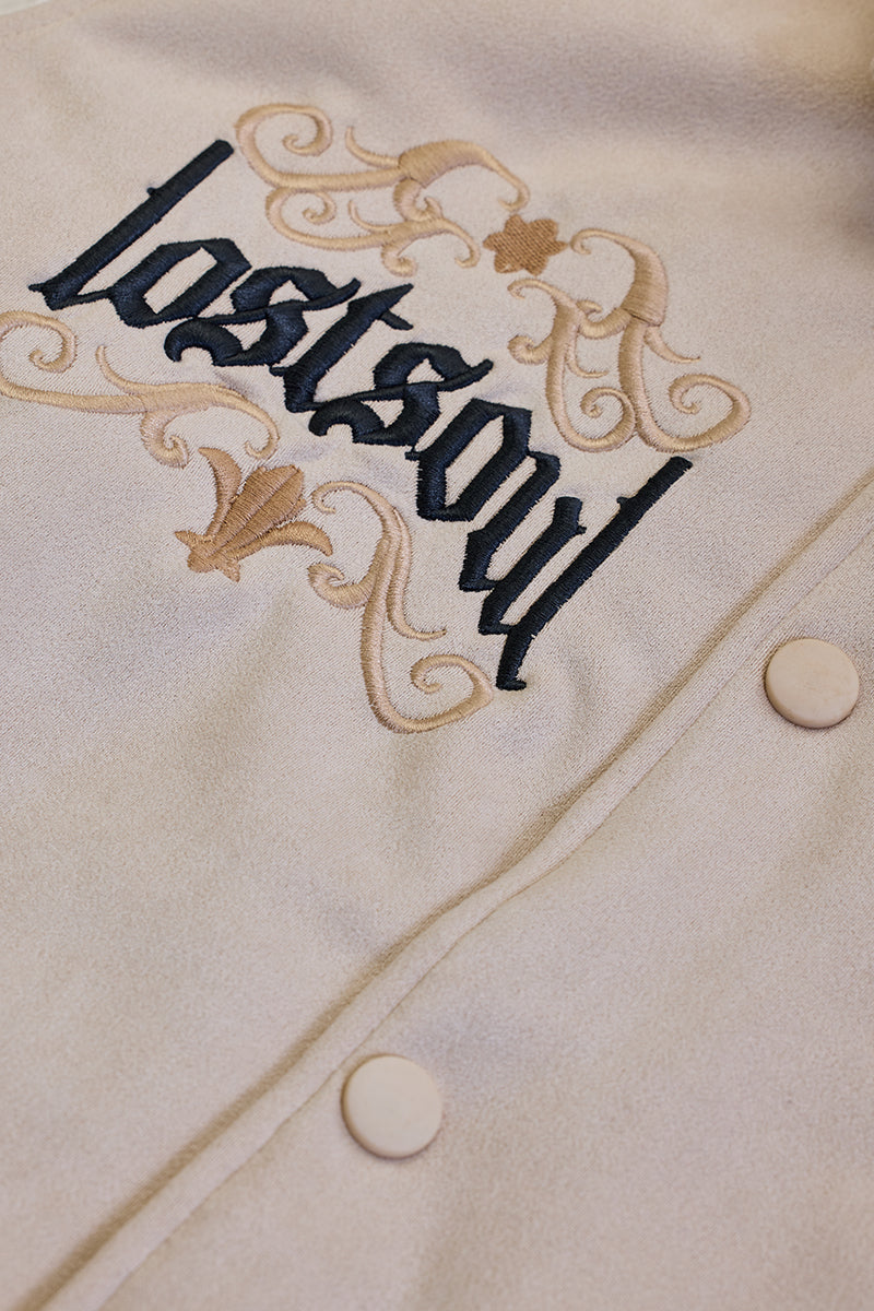 Legends Lost Soul Beige Varsity Jacket