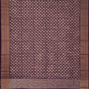 Maroon Woven Chanderi Printed Cotton Saree With zari Border