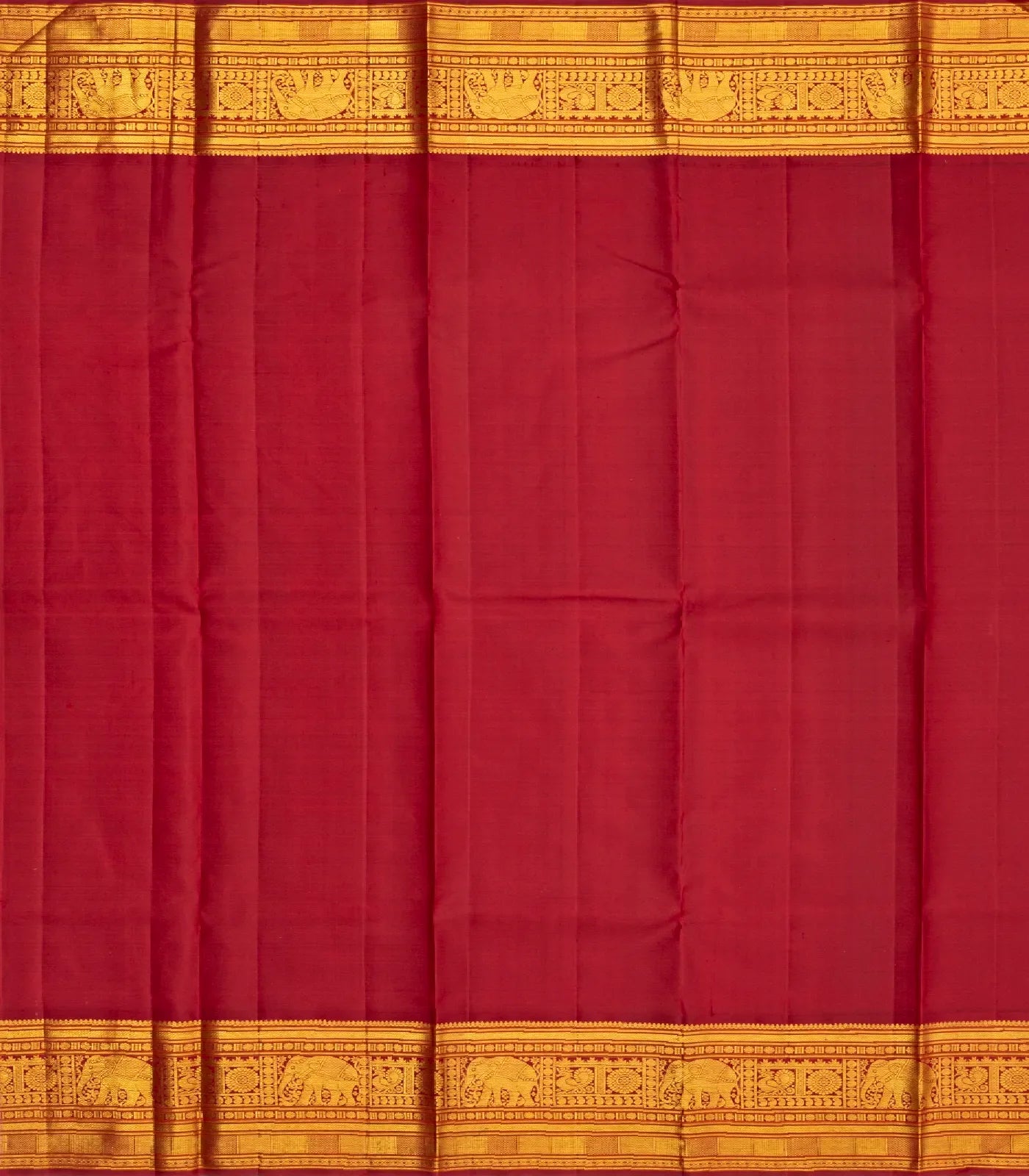 Yellow Handloom Kanchipuram Korvai Silk Saree With Annam Buttas