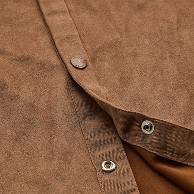 Light Brown Suede Snap Button Overshirt