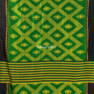 Green Contemporary Odisha Ikat Tarabali Silk Saree