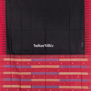 Black With Red Kumbha Odisha Handloom Sambalpuri Silk Saree