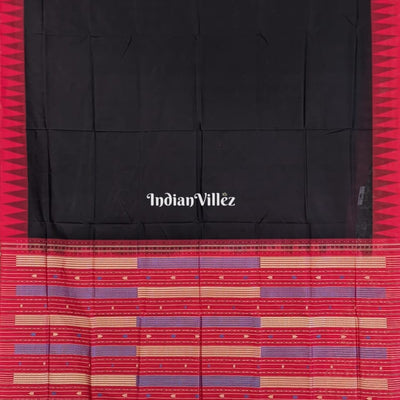 Black With Red Kumbha Odisha Handloom Sambalpuri Silk Saree