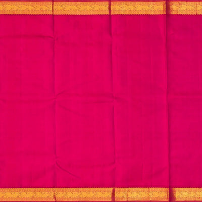 Off White Handloom Kanchipuram Korvai Silk Saree With Pink Border