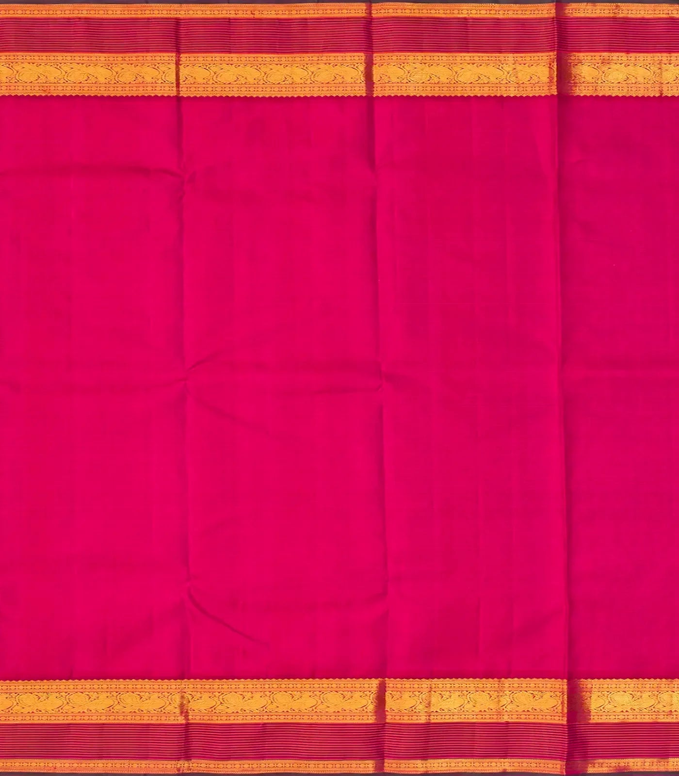 Off White Handloom Kanchipuram Korvai Silk Saree With Pink Border