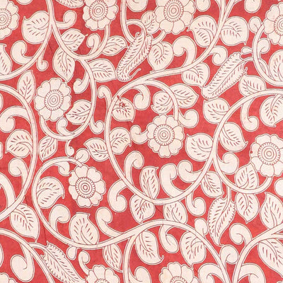 Cream floral & bird machine-print kalamkari cotton saree, contrast diamond border & kaleidoscopic floral printed pallu