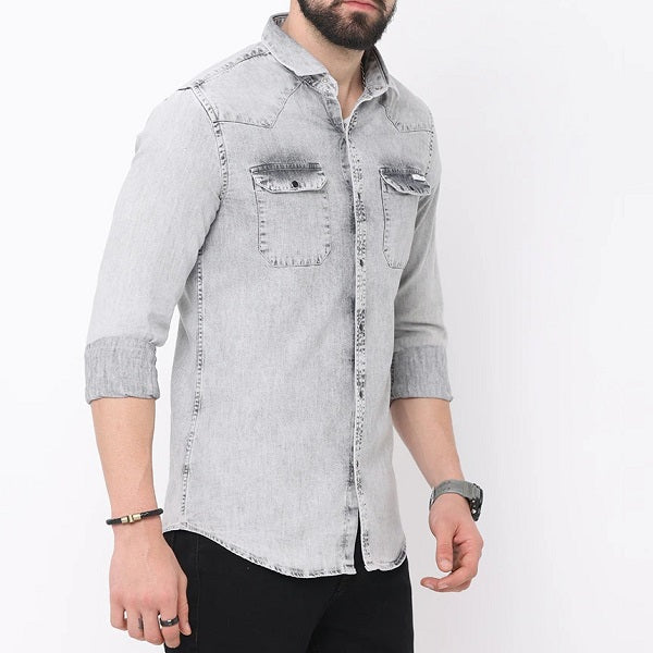 Premium RFD Cotton Shirt For Man (Light Grey)