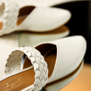 Bright White Braided Mules