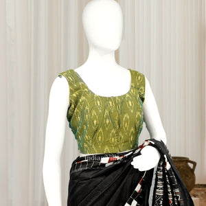 Mehendi Green  Dual Tone Pochampally Ikkat sico cotton blouse