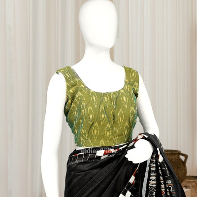Mehendi Green  Dual Tone Pochampally Ikkat sico cotton blouse