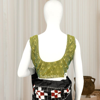 Mehendi Green  Dual Tone Pochampally Ikkat sico cotton blouse