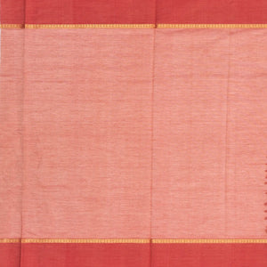 Peach Handloom Silk Cotton Saree With Zari Stripes