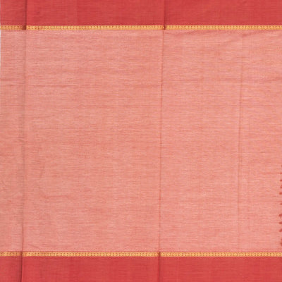 Peach Handloom Silk Cotton Saree With Zari Stripes