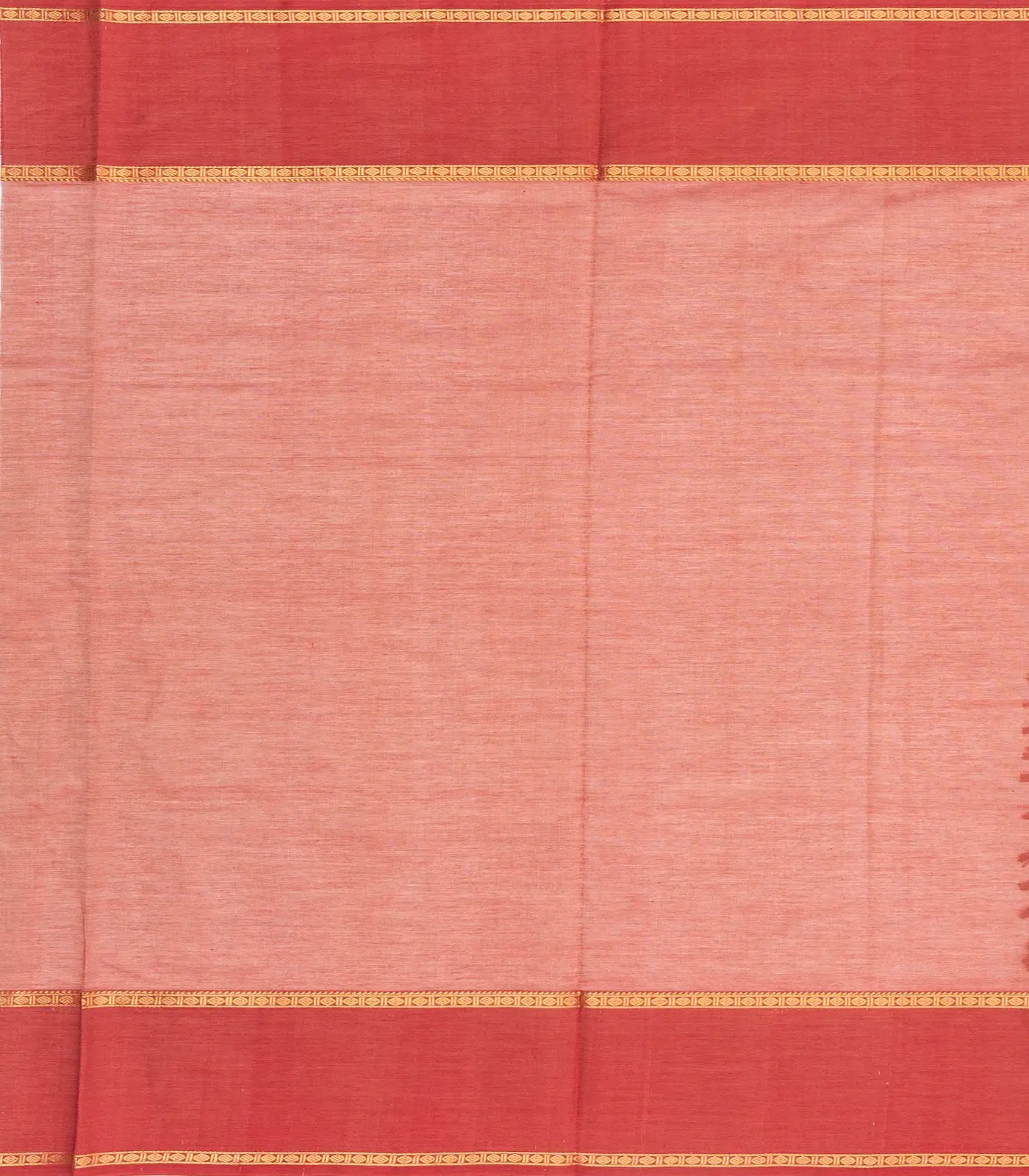 Peach Handloom Silk Cotton Saree With Zari Stripes