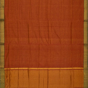 Rust Mangalagiri Cotton Saree With Stripes & Zari Border