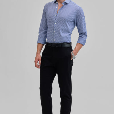 Dark Blue Stripes Stretch Shirt