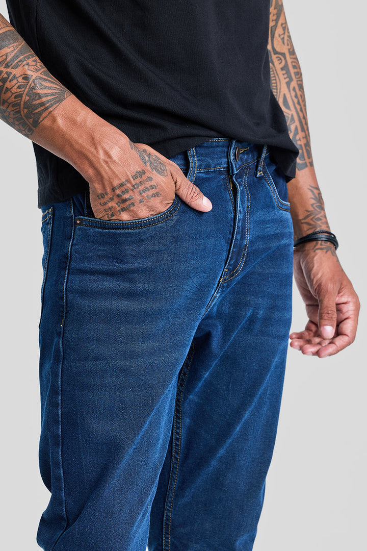 Navy Tapered Fit Jeans