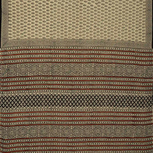 Beige Woven Jaipur Cotton Saree Printed With Floral Motifs