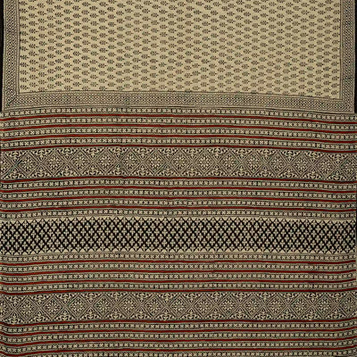 Beige Woven Jaipur Cotton Saree Printed With Floral Motifs