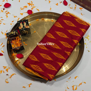 Maroon Yellow Pochampally Silk Handloom Saree