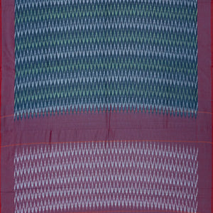 Navy Blue Handwoven Orissa Cotton Saree With Tie & Dye Chevron Motifs