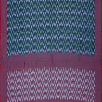 Navy Blue Handwoven Orissa Cotton Saree With Tie & Dye Chevron Motifs