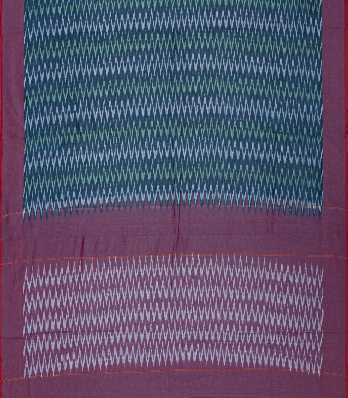 Navy Blue Handwoven Orissa Cotton Saree With Tie & Dye Chevron Motifs