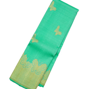 Aquamarine Handloom Kanchipuram Silk Saree With Butterfly Buttas