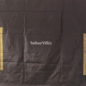 Black Tribal Konark Chakra Hand-Painted Pattachitra Saree