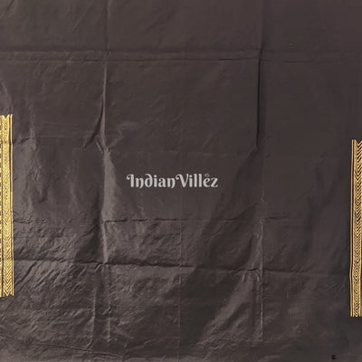 Black Tribal Konark Chakra Hand-Painted Pattachitra Saree