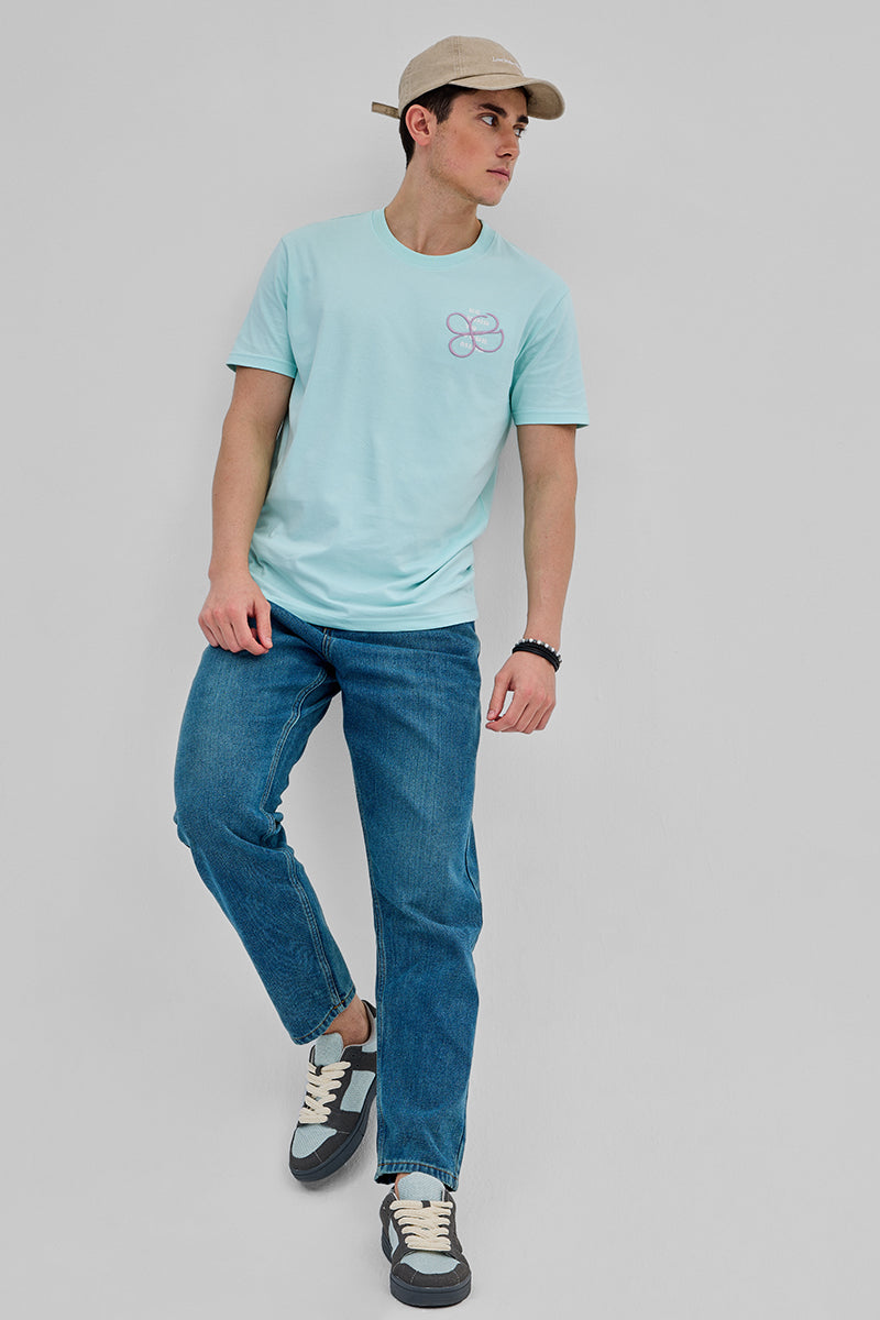 Be Kind To Your Mind Light Blue Slim Fit T-Shirt